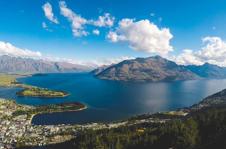 the beautiful landscape showing the blue and green skies of new zealand